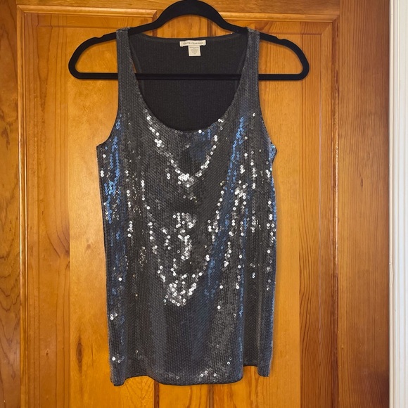White + Warren Tops - White & Warren Gunmetal Sequin Tank